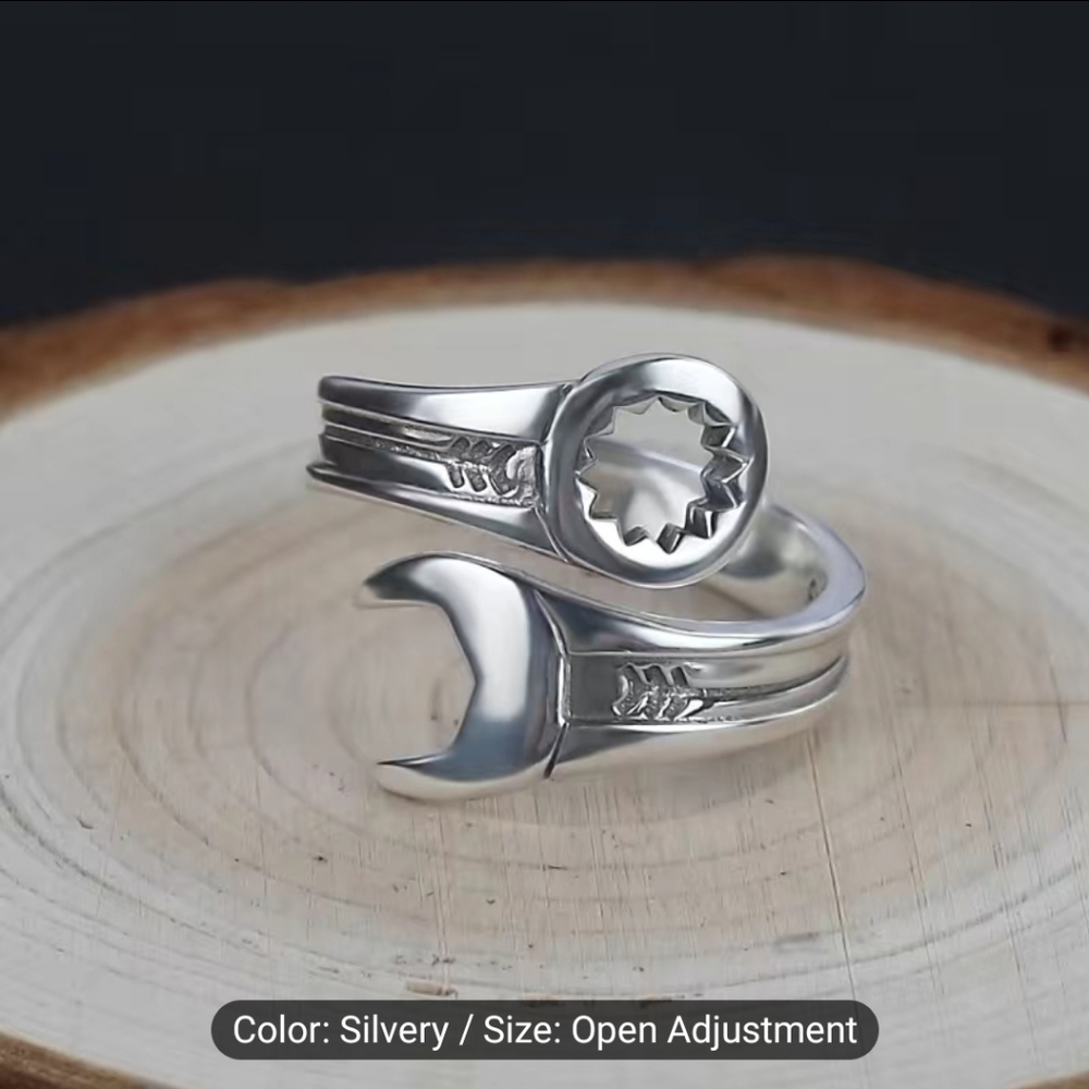 1pc Silvery Retro Wrench Pattern Ring For Men/Woman's